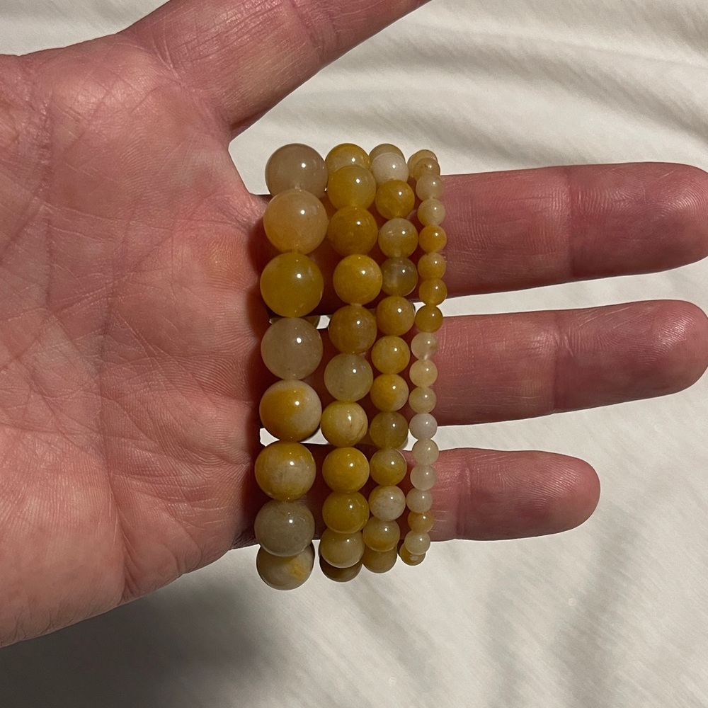 Yellow Bead Stretch Bracelet Stack - Unbranded